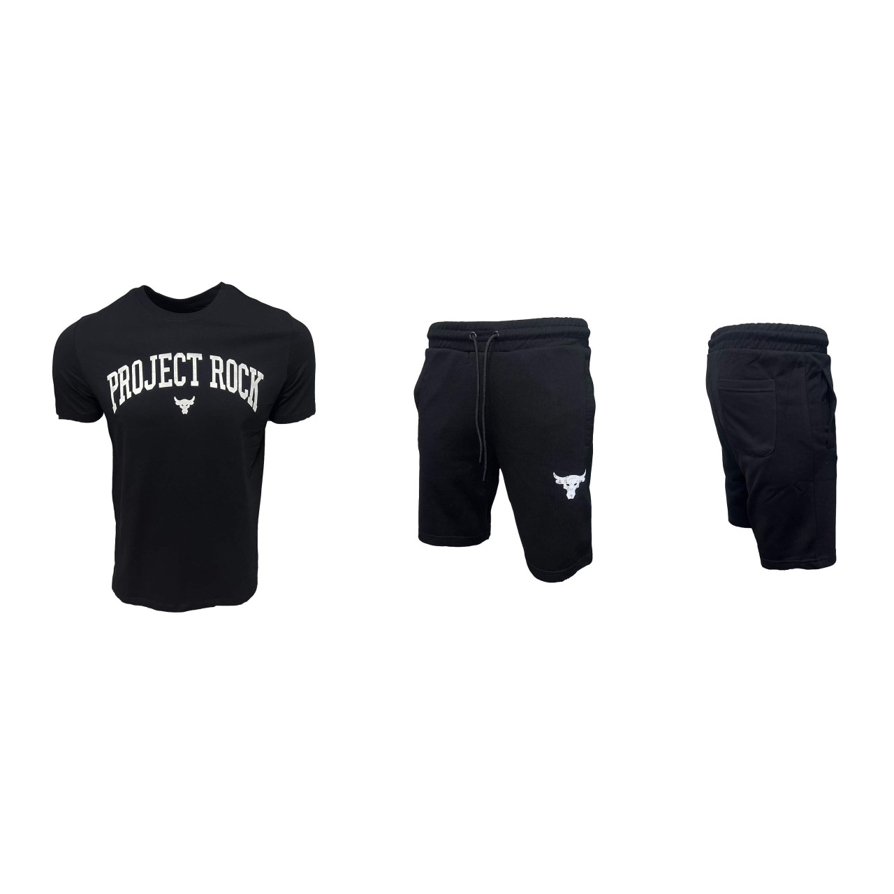Мъжки спортен къс комплект Under Armour Project Rock Shorts + T-shirt Black